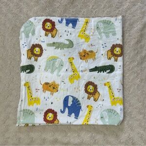 Parent's Choice Safari Baby Receiving Blanket Lion Giraffe Elephant Snap Tiger